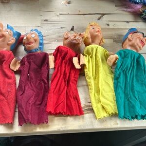 Vintagee hand puppets.  Purchased in Germany in the 90s